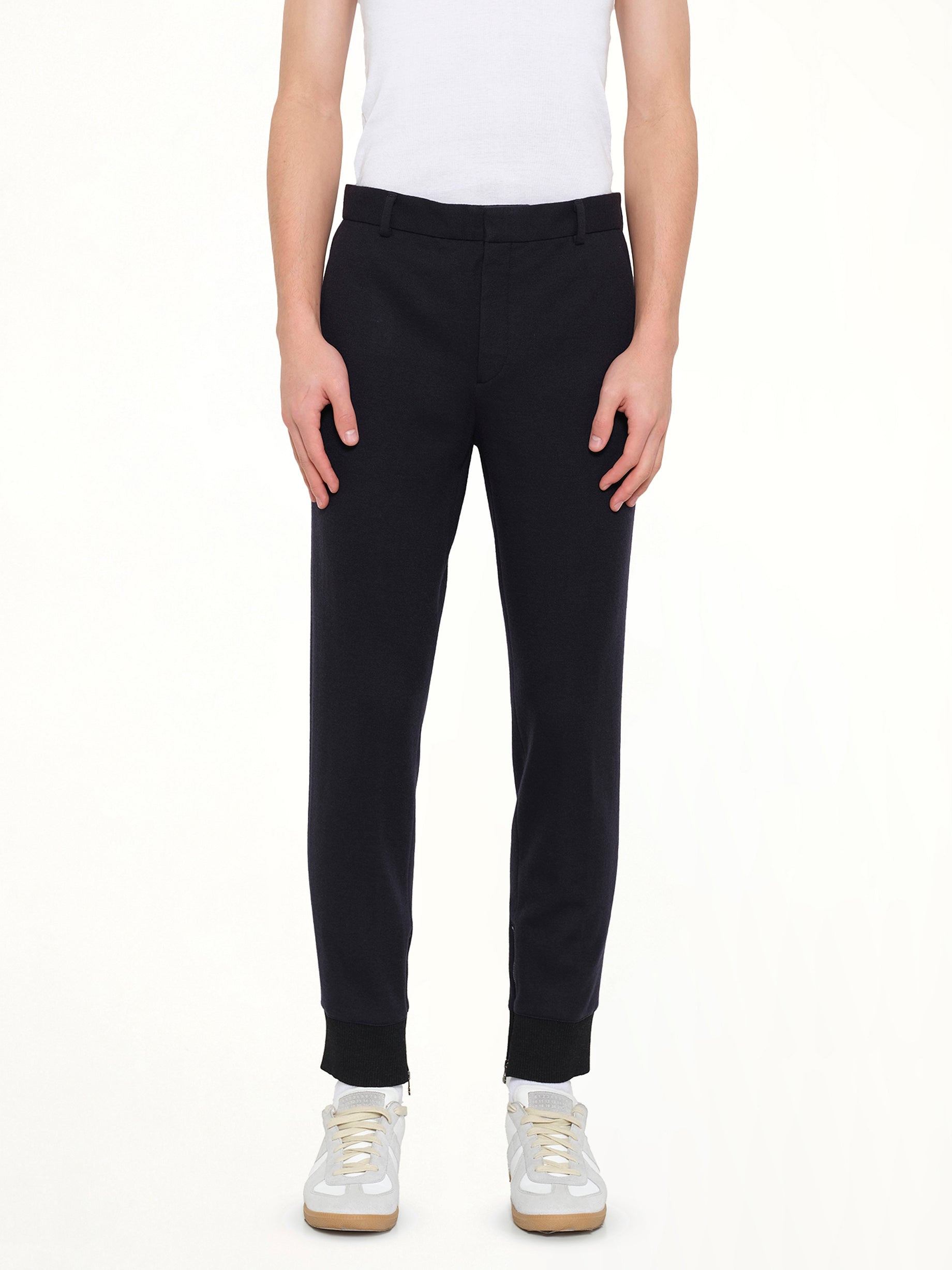 Image of a model wearing Pants. Product name - Jogging Pants in Navy colour by brand - LANVIN