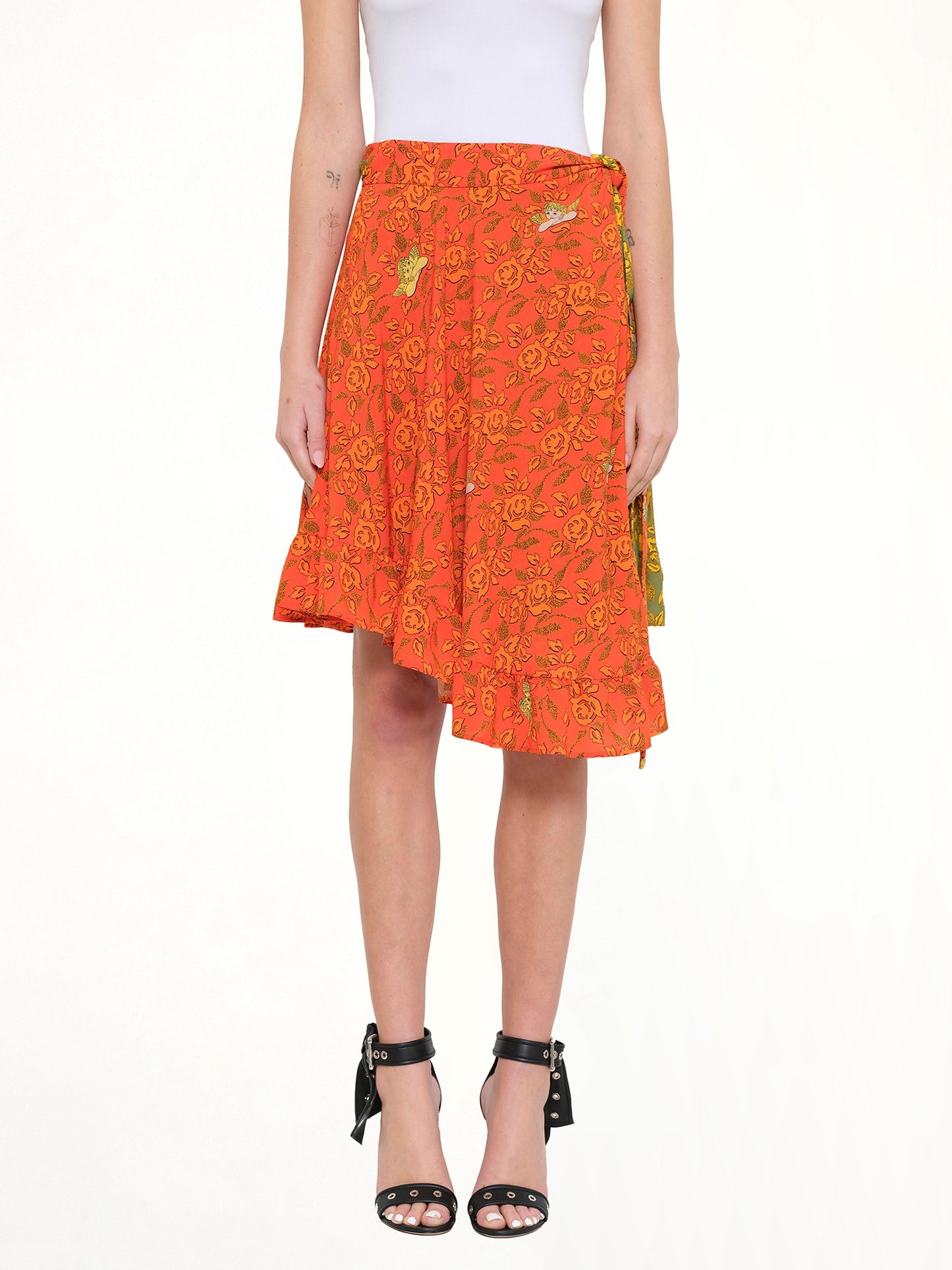 Image of a model wearing Skirts. Product name - Loewe x Paula Wrap Skirt in Multicolour colour by brand - LOEWE