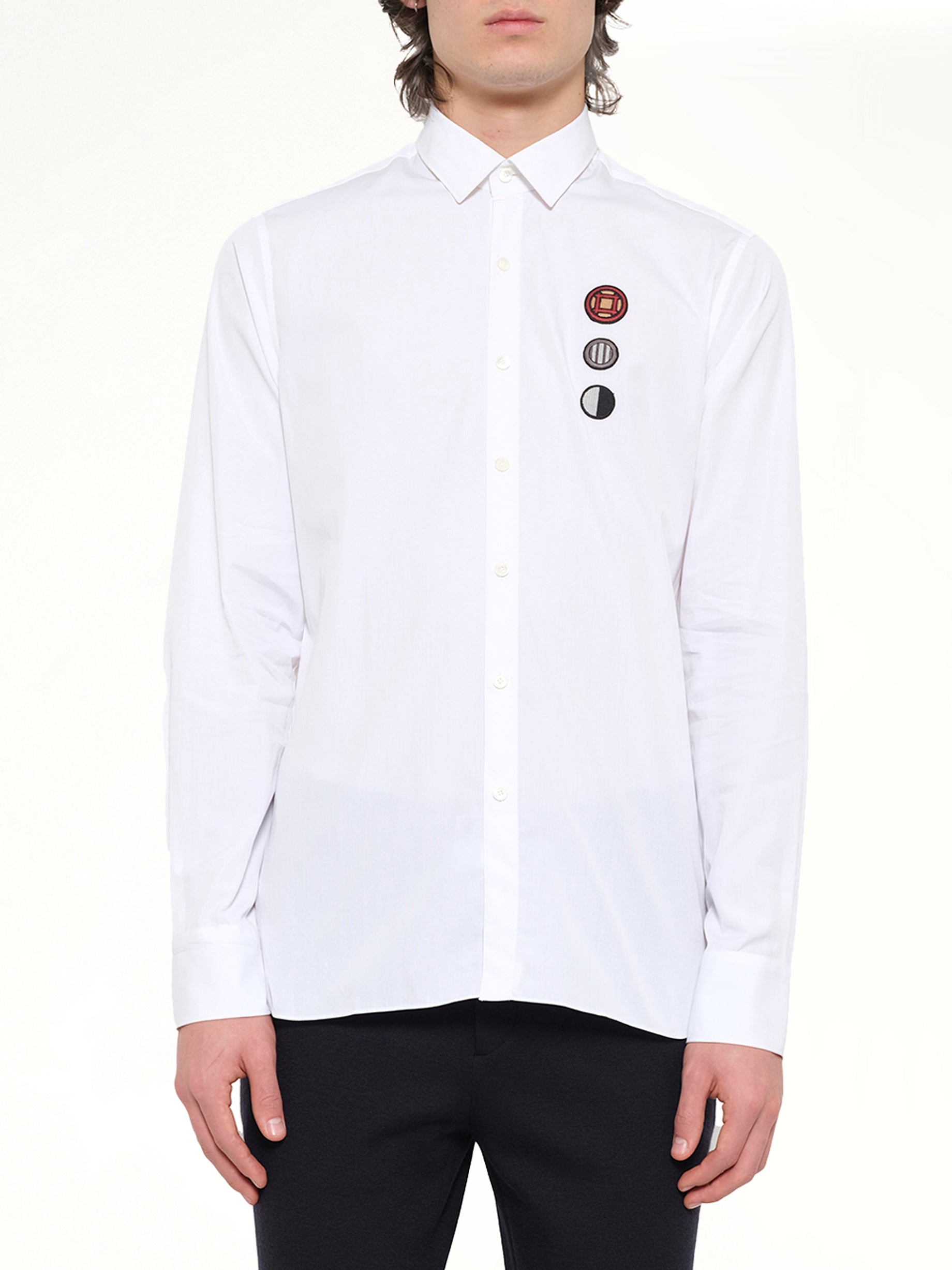 Image of Shirts. Product name - Patch Medal 1 Shirt in White colour by brand - LANVIN