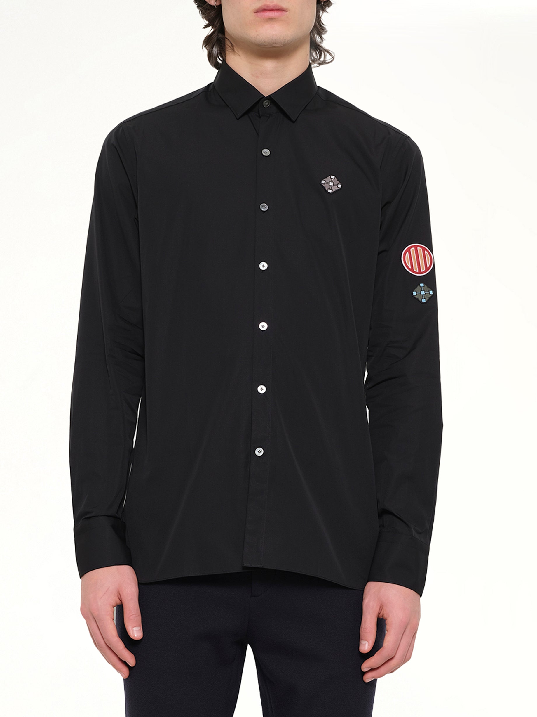 Image of Shirts. Product name - Patch Medal 2 Shirt in Black colour by brand - LANVIN