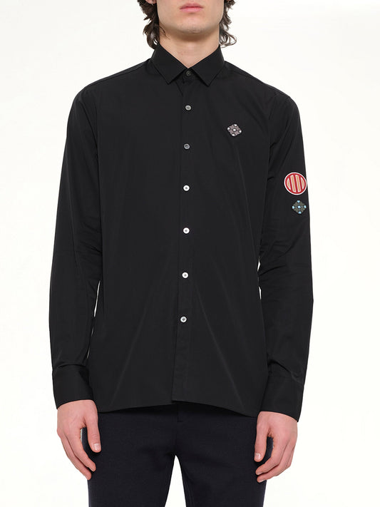 Image of Shirts. Product name - Patch Medal 2 Shirt in Black colour by brand - LANVIN