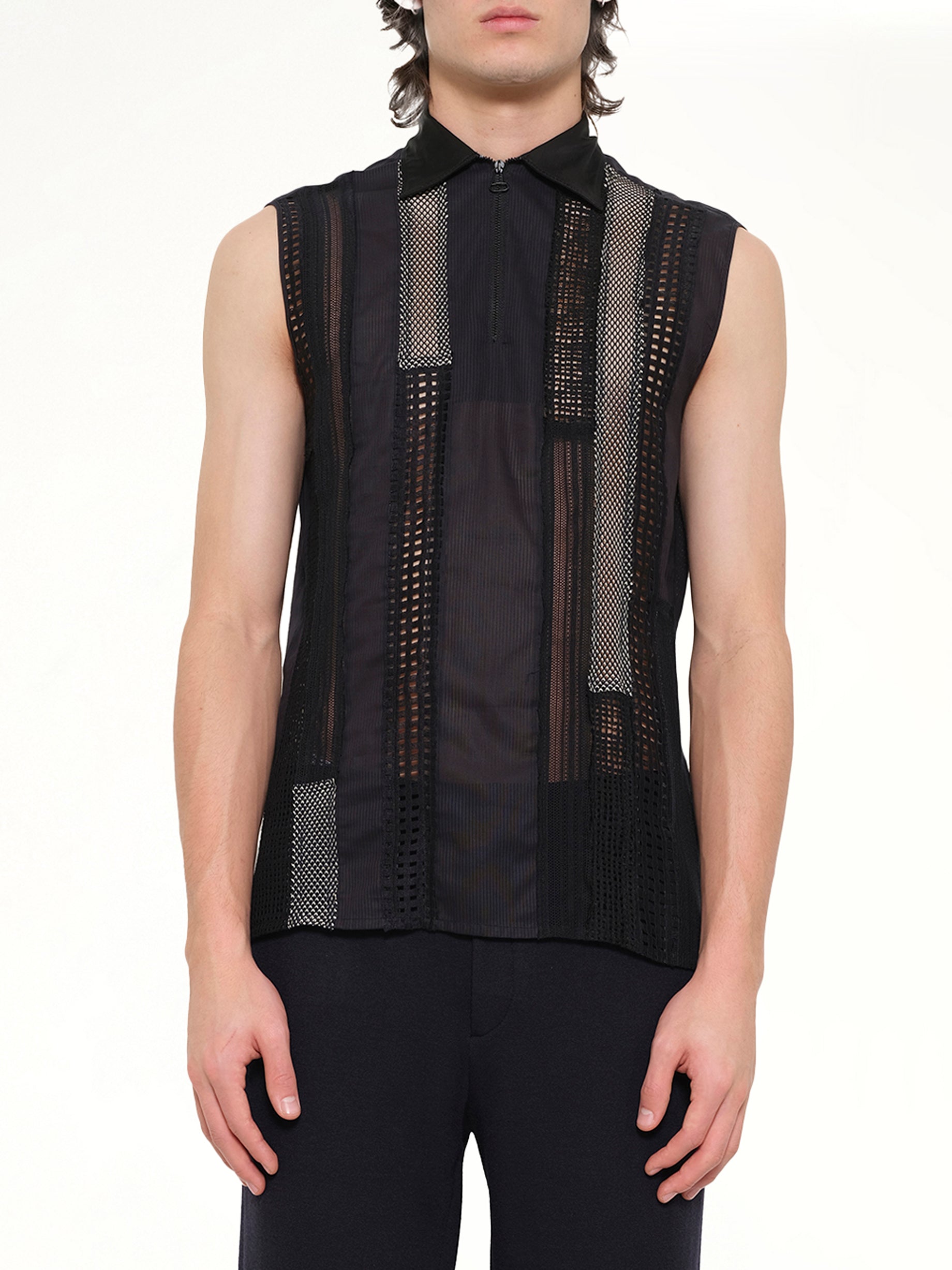 Image of Shirts. Product name - S/Less Shirt Patchwork in Black colour by brand - LANVIN