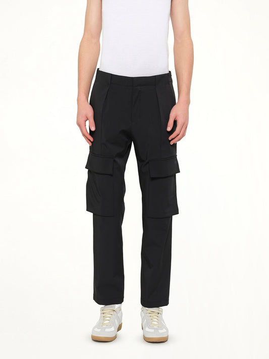 Image of a model wearing Pants. Product name - Casual Cargo Pants in Black colour by brand - WOOYOUNGMI