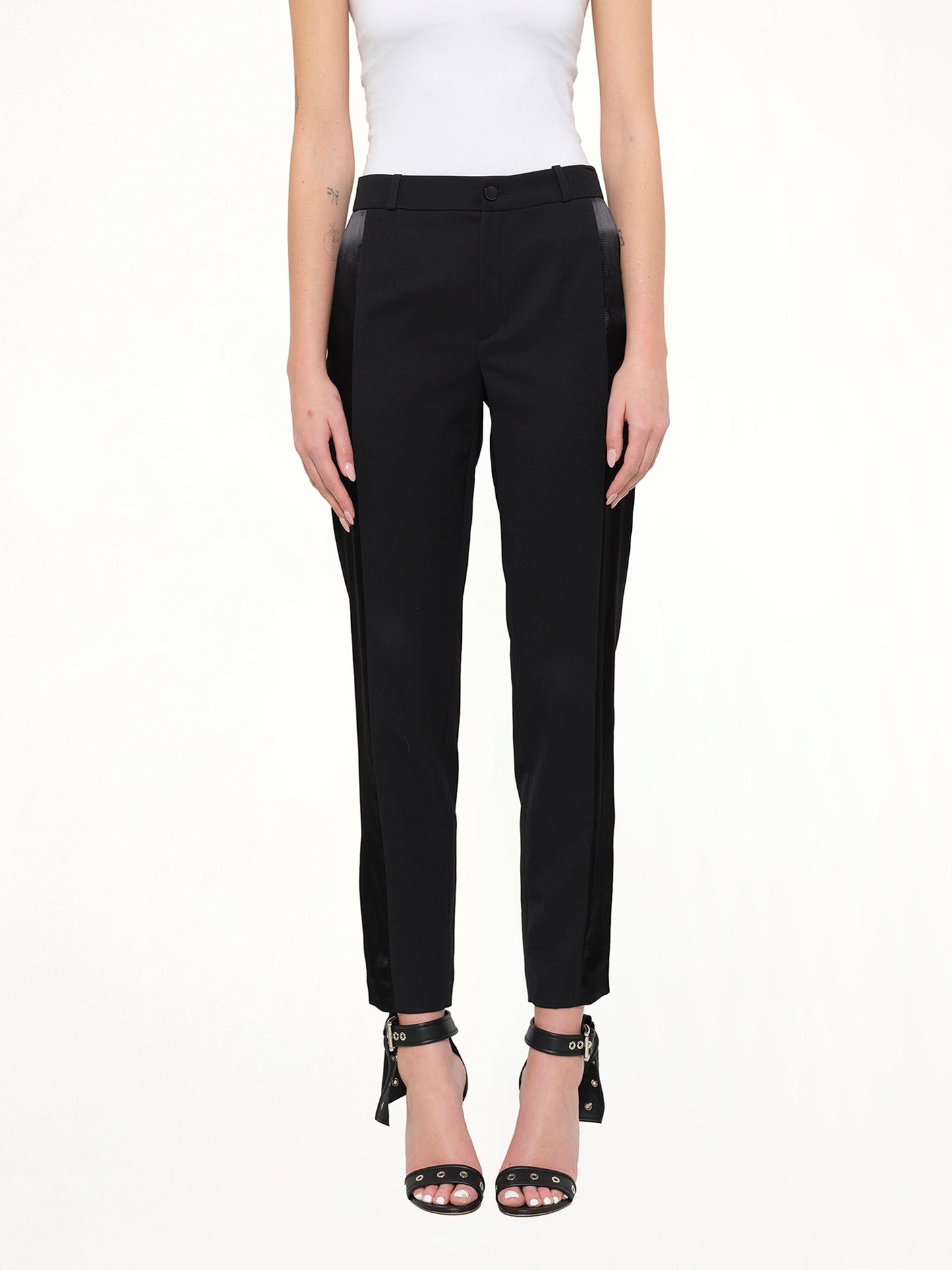 Image of a model wearing Pants. Product name - Lanvin Pants in Black colour by brand - LANVIN
