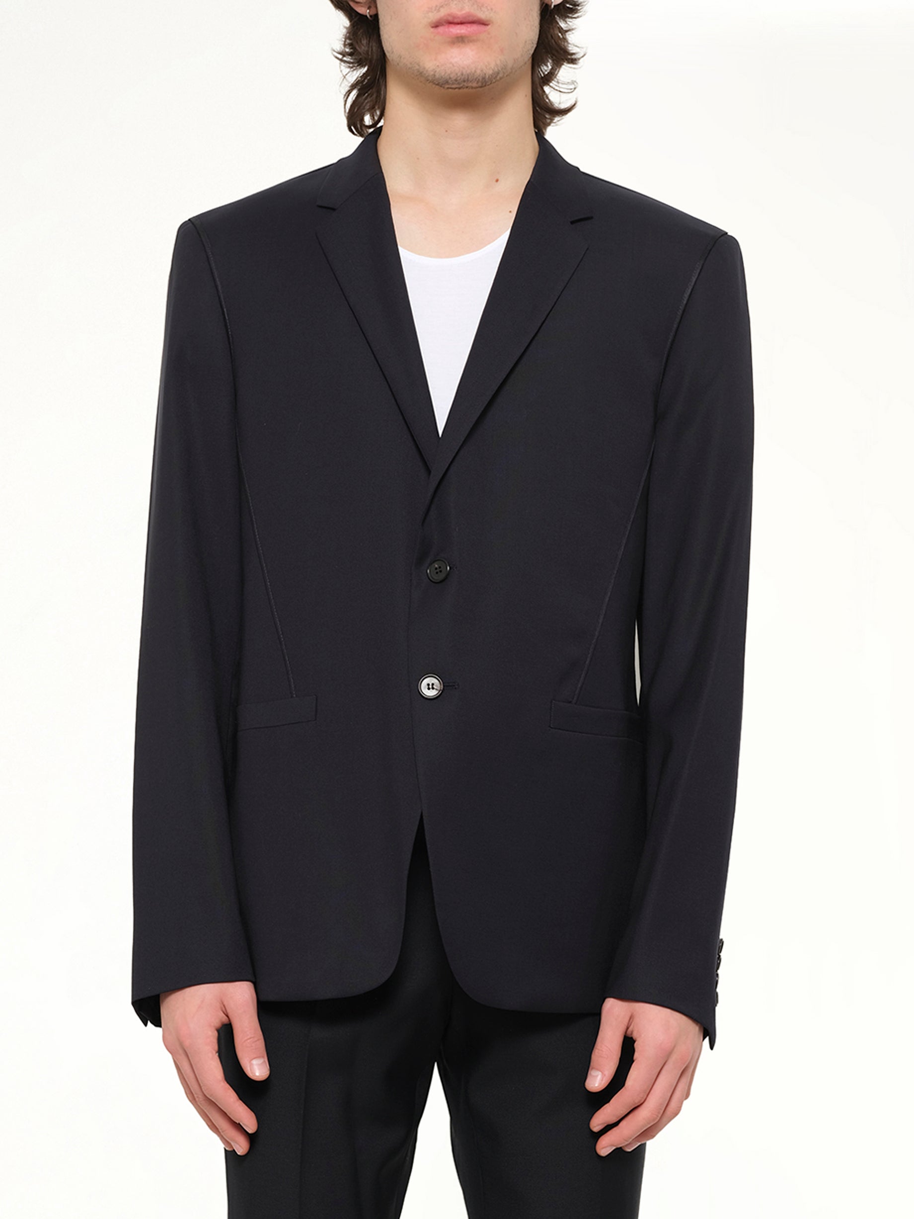 Image of Coats & Jackets. Product name - Woven Jacket in Navy colour by brand - WOOYOUNGMI