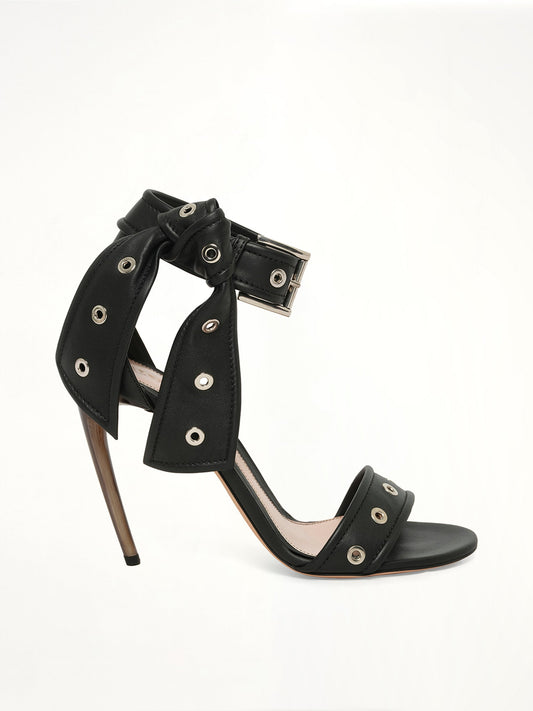 Image of Sandals. Product name - Alexander McQueen Leather Sandals Black in Black colour by brand - ALEXANDER MCQUEEN