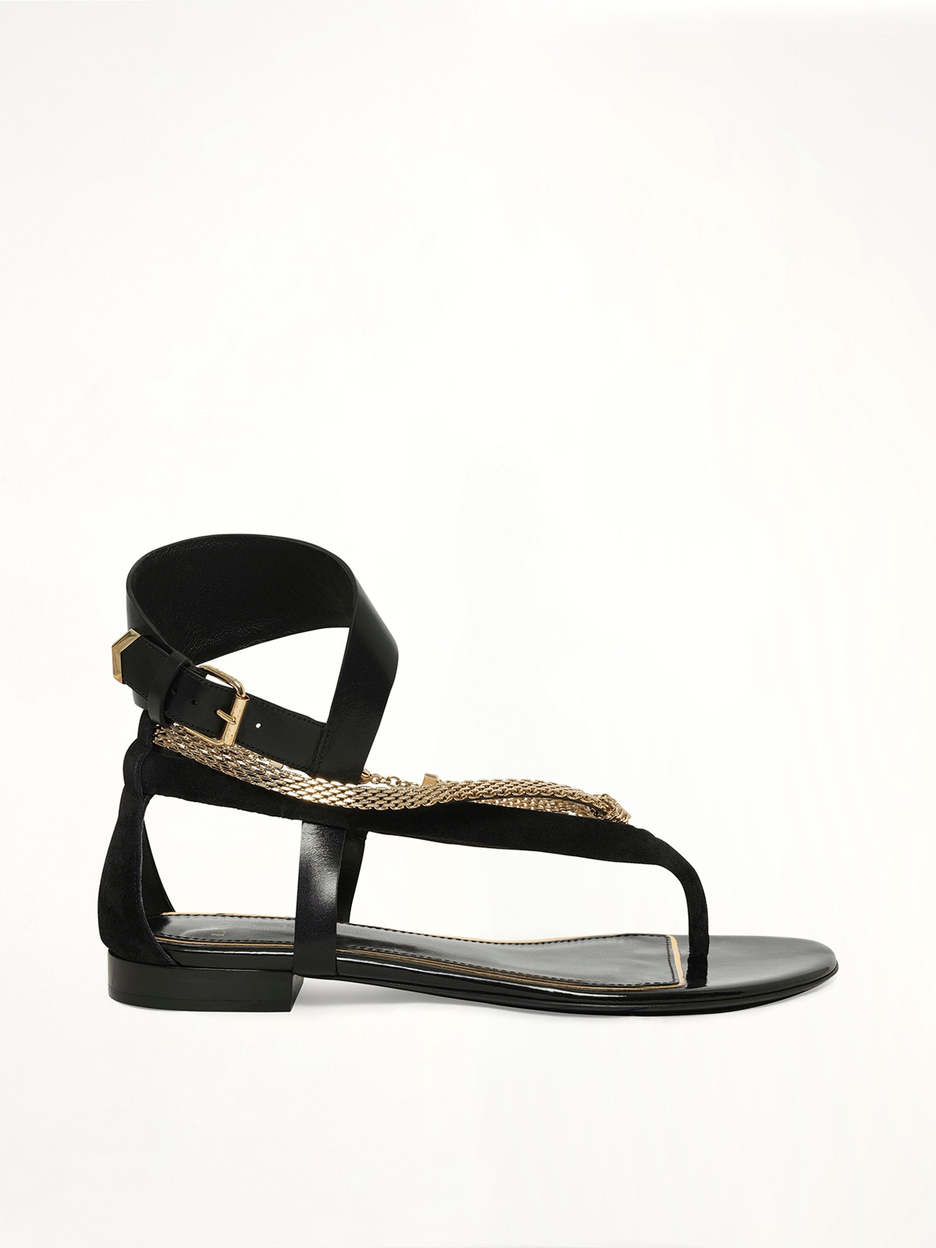 Image of Sandals. Product name - Flat Sandal in Black colour by brand - LANVIN