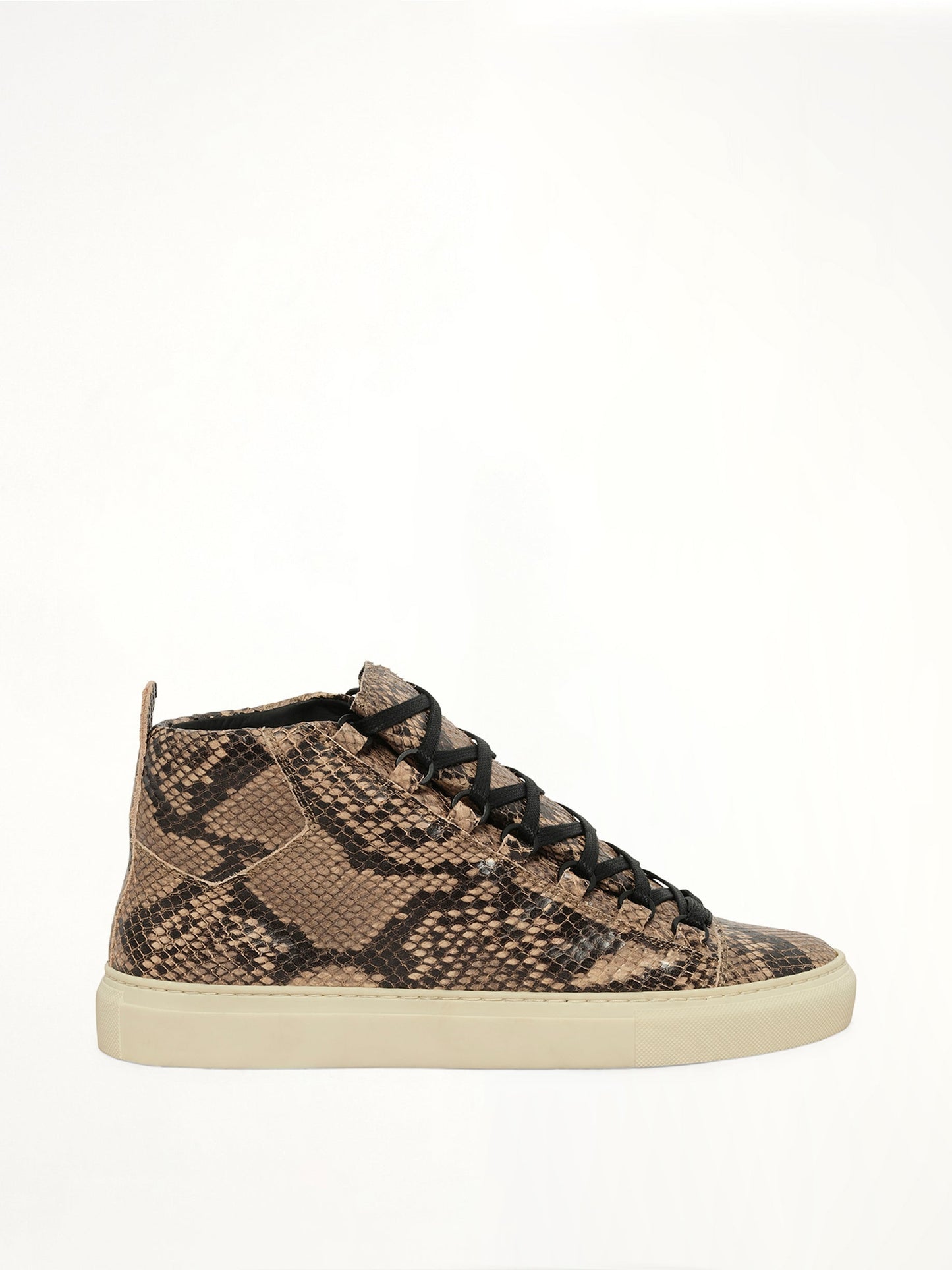 Image of Sneakers. Product name - Arena High Python Sneakers in Beige colour by brand - BALENCIAGA