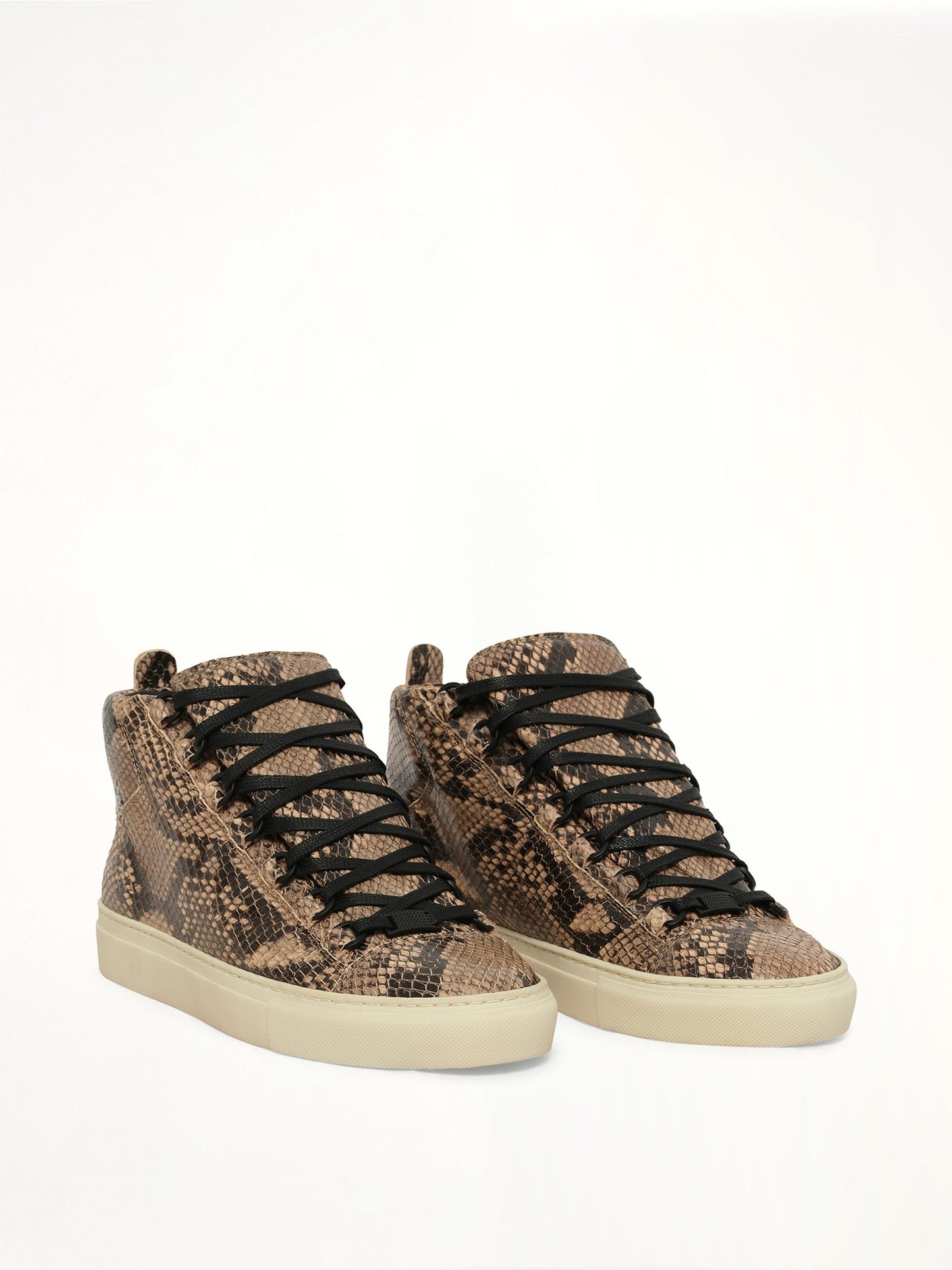 BALENCIAGA Arena High Python Sneakers (Beige)