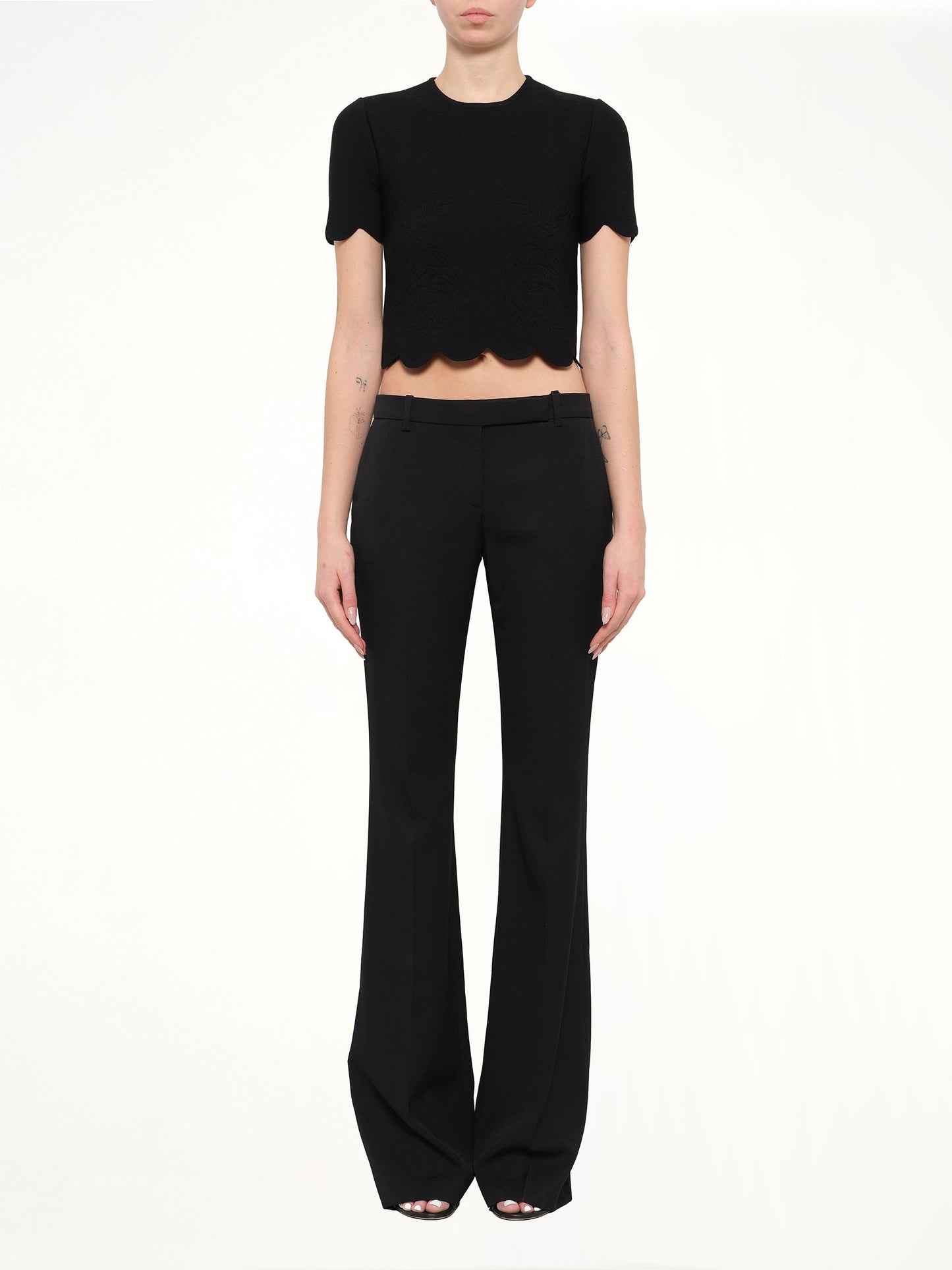 Alexander McQueen Embellished Rose Top (Black)