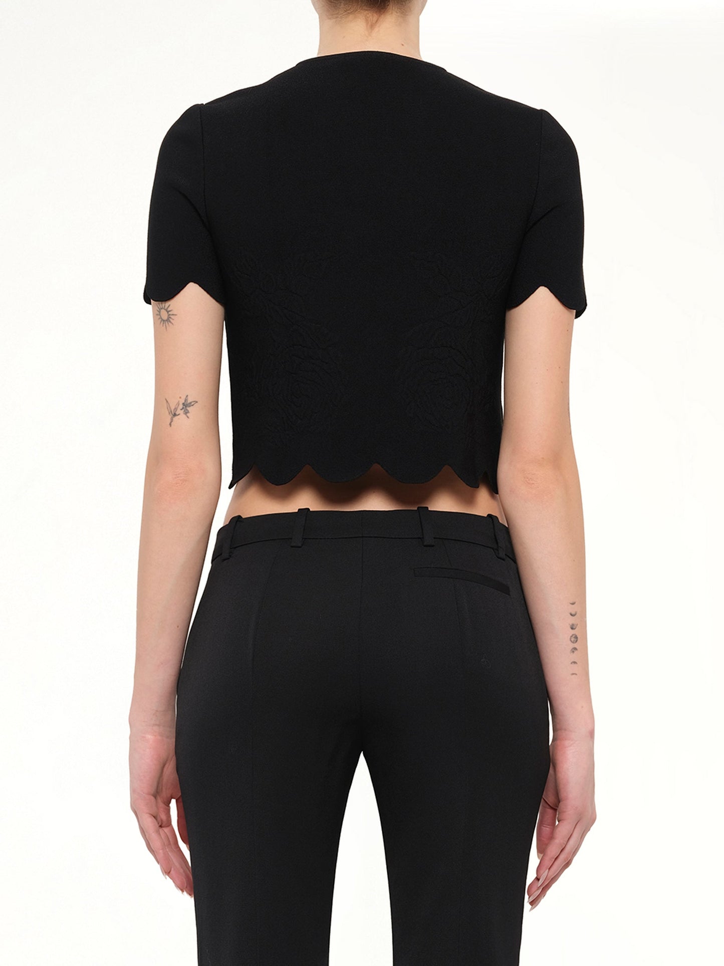 Alexander McQueen Embellished Rose Top (Black)