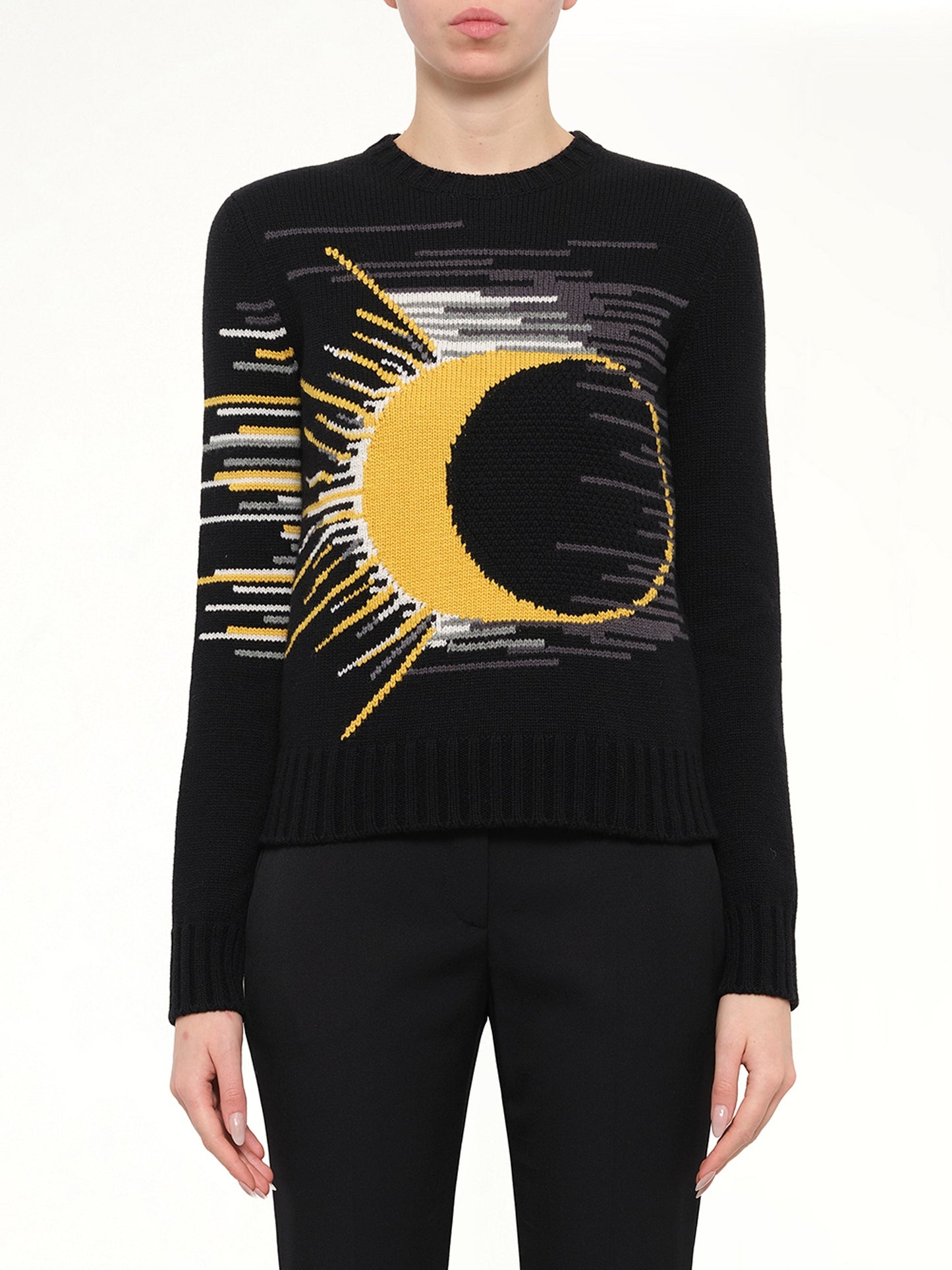 Image of a model wearing Outerwear. Product name - Alexander Mcqueen Pullover in Multicolour colour by brand - ALEXANDER MCQUEEN