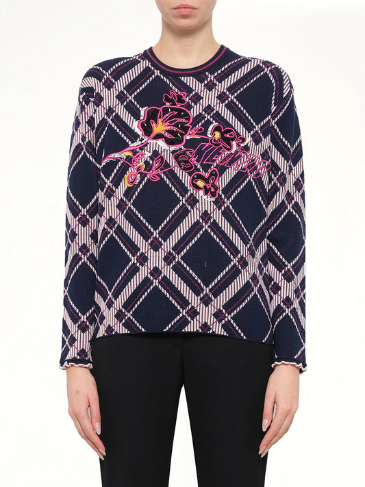 Image of a model wearing Outerwear. Product name - Crew Neck in Pink colour by brand - KENZO
