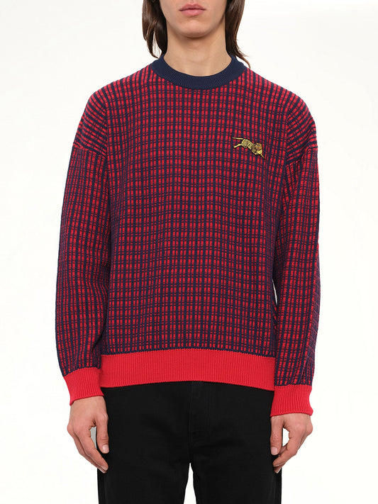Image of a model wearing Outerwear. Product name - Jumping Tiger Sweatshirt in Red colour by brand - KENZO