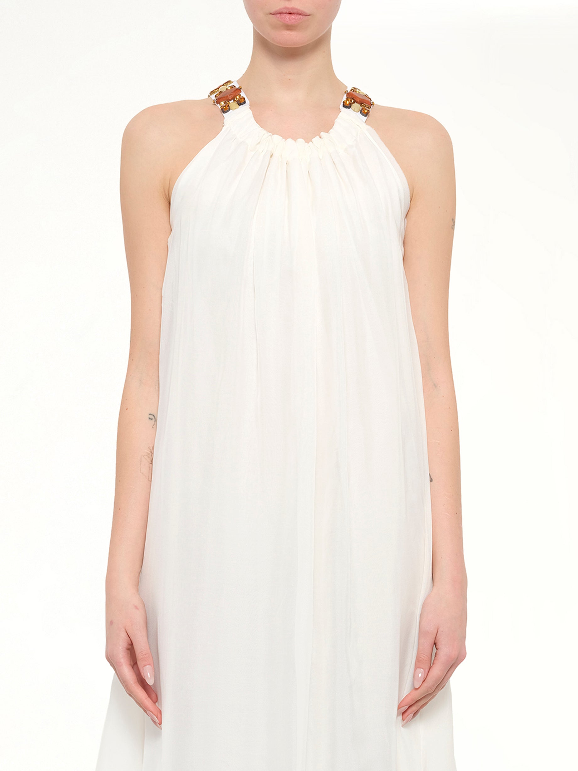Image of Dresses. Product name - Lanvin Jersey Dress in White colour by brand - LANVIN