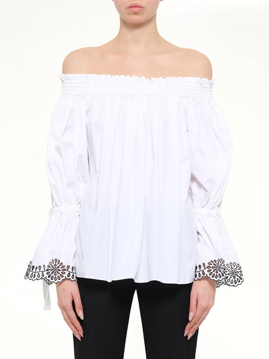 Image of Shirts. Product name - Popeline Shirt Top in White colour by brand - ALEXANDER MCQUEEN