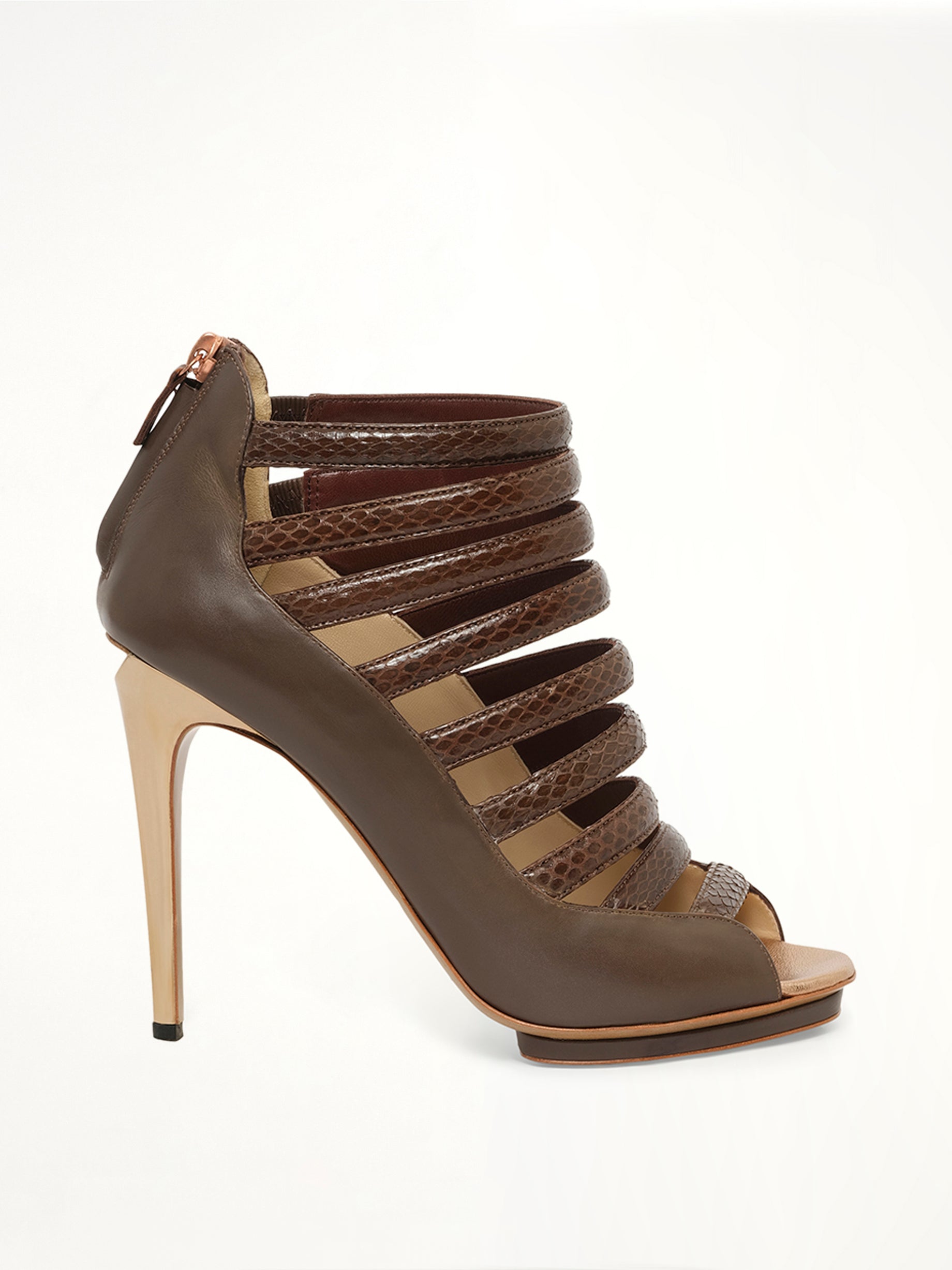 Image of Sneakers. Product name - Leather Shoes in Clay colour by brand - LINDA FARROW