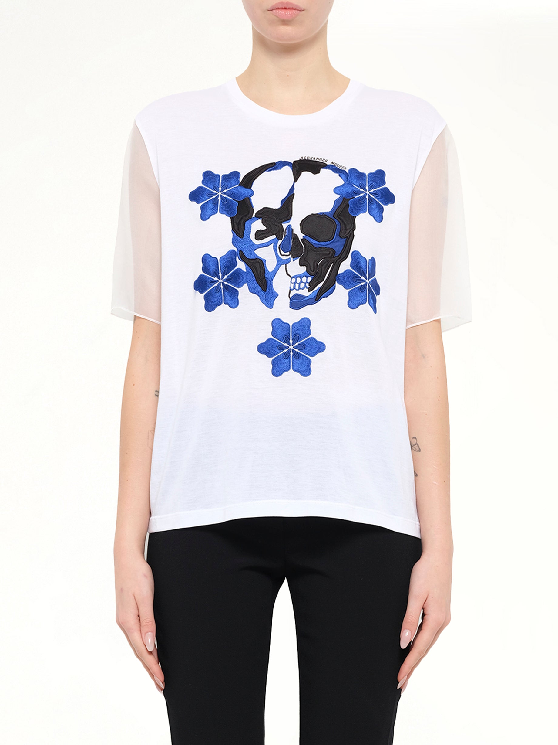 Image of T-Shirts. Product name - Alexander McQueen T-Shirt in White colour by brand - ALEXANDER MCQUEEN