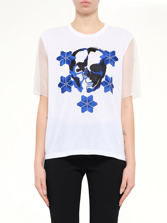Image of T-Shirts. Product name - Alexander McQueen T-Shirt in White colour by brand - ALEXANDER MCQUEEN