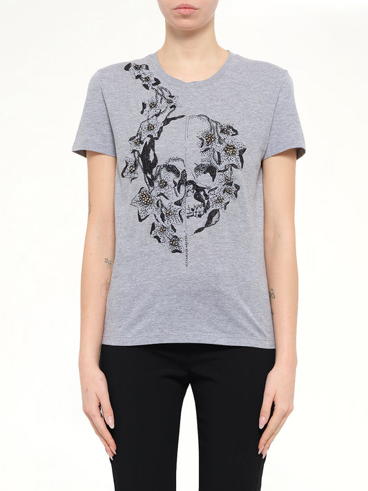 Image of T-Shirts. Product name - Alexander McQueen Ivy Jet T-Shirt in Grey colour by brand - ALEXANDER MCQUEEN
