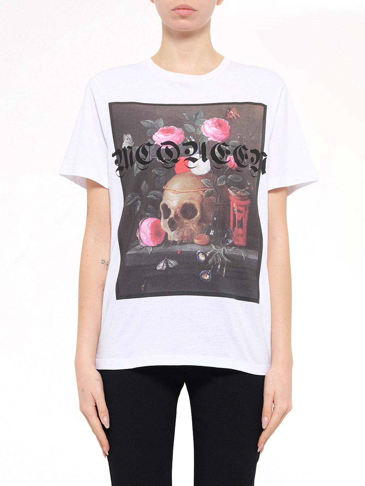 Image of T-Shirts. Product name - Alexander McQueen Still Life T-Shirt in White colour by brand - ALEXANDER MCQUEEN