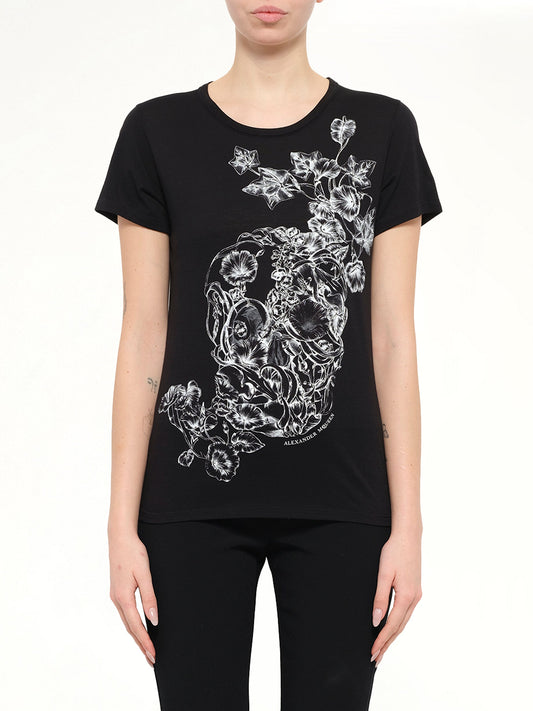Image of T-Shirts. Product name - Alexander McQueen Skull T-Shirt in Black colour by brand - ALEXANDER MCQUEEN