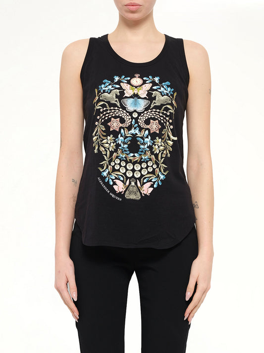 Image of T-Shirts. Product name - Alexander McQueen Obsidian Skull T-Shirt in Black colour by brand - ALEXANDER MCQUEEN