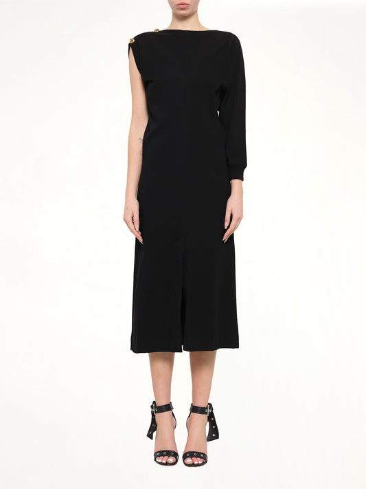 GIVENCHY Asymmetrical Shoulder Dress (Black)