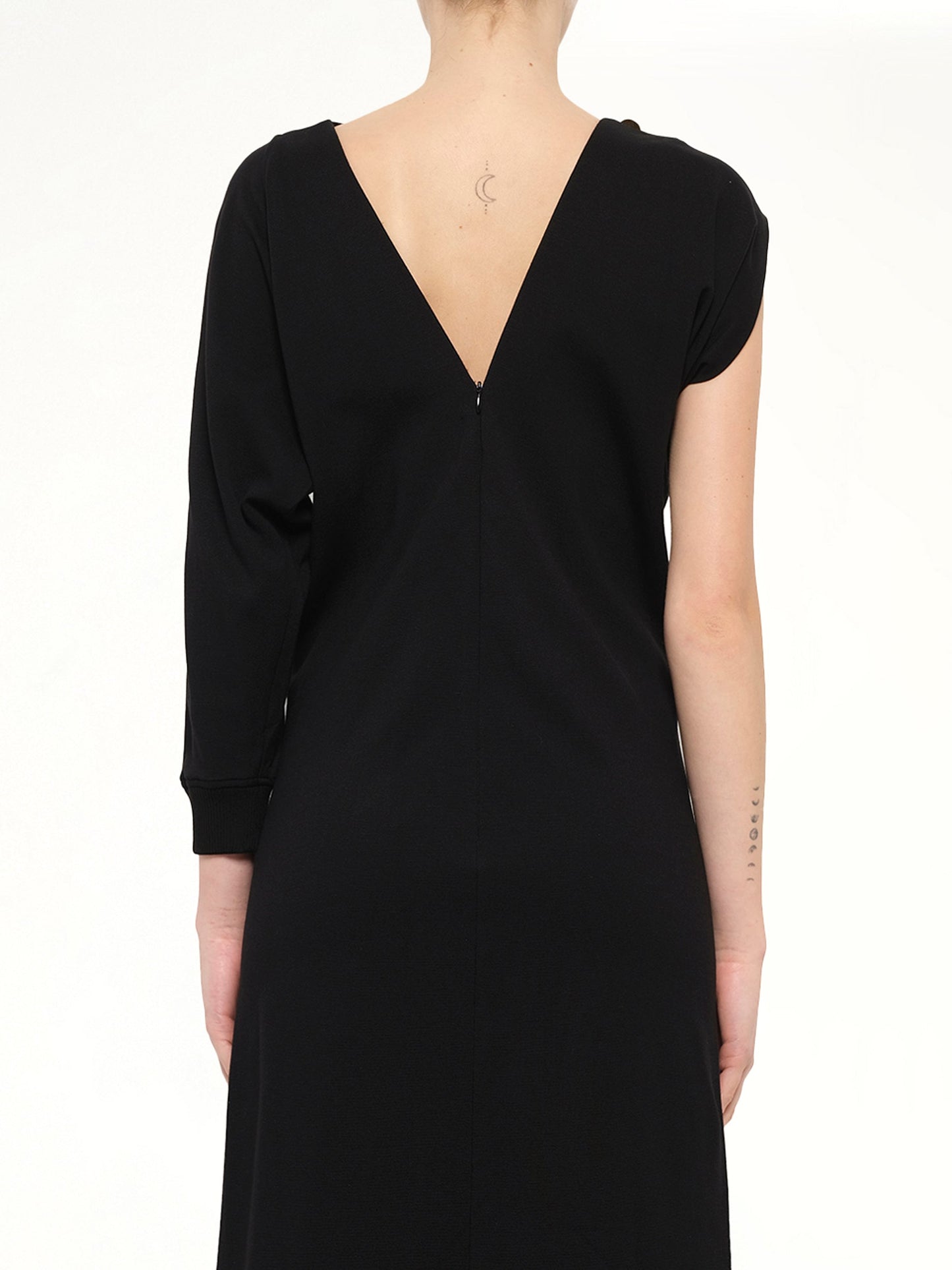 GIVENCHY Asymmetrical Shoulder Dress (Black)