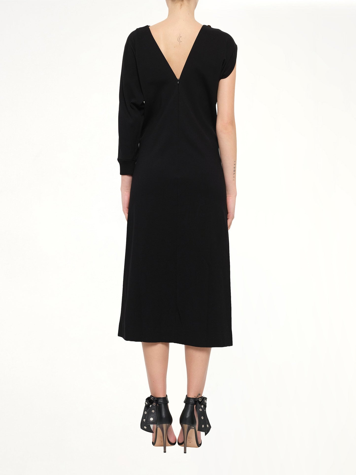 GIVENCHY Asymmetrical Shoulder Dress (Black)