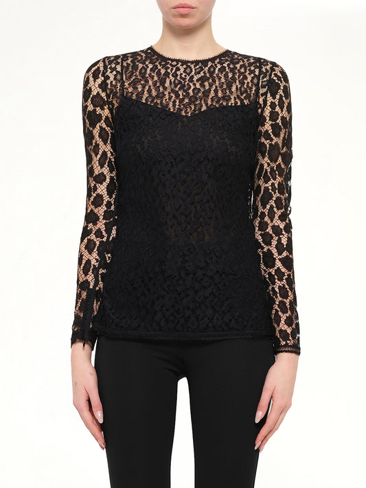 Image of a model wearing Tops. Product name - Givenchy Long Sleeve Shirt Black in Black colour by brand - GIVENCHY