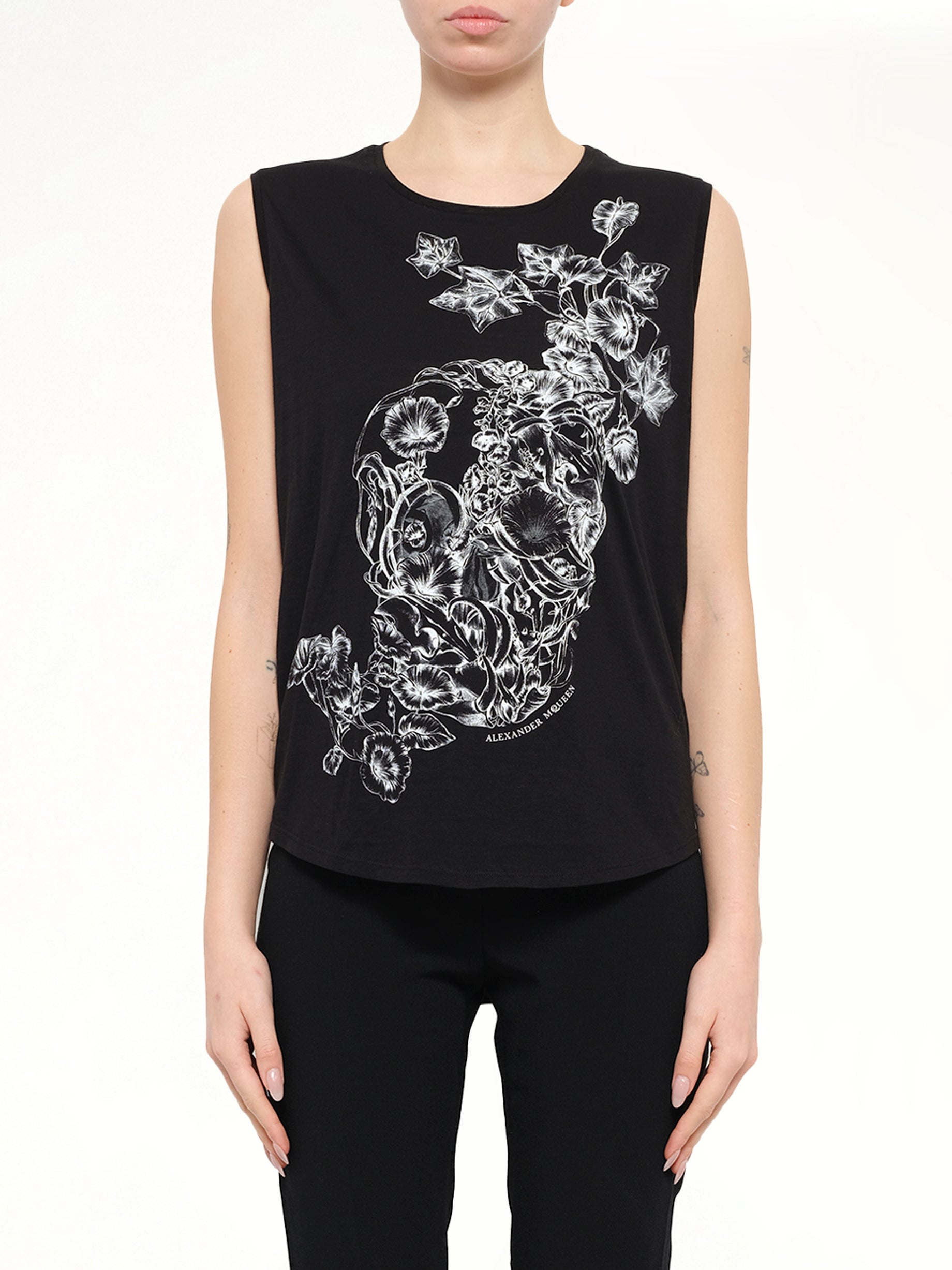 Image of T-Shirts. Product name - Life Skull T-Shirt in Black colour by brand - ALEXANDER MCQUEEN