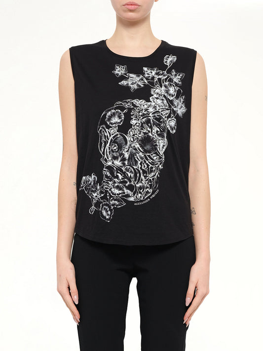Image of T-Shirts. Product name - Life Skull T-Shirt in Black colour by brand - ALEXANDER MCQUEEN