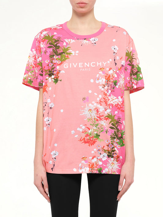 Image of T-Shirts. Product name - Logo Flower T-Shirt in Pink colour by brand - GIVENCHY