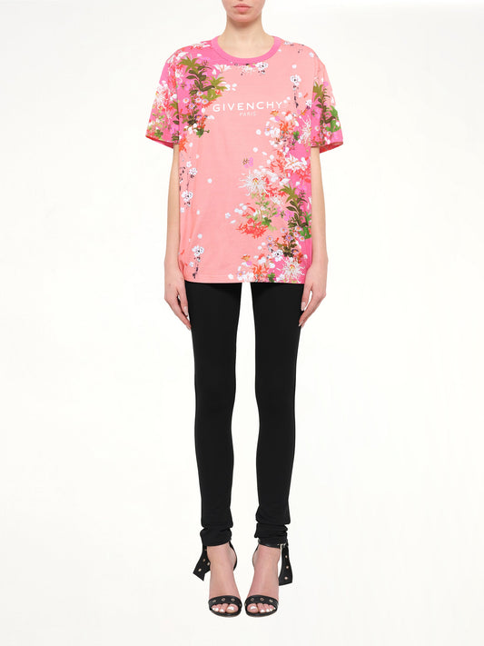 GIVENCHY Logo Flower T-Shirt (Pink)