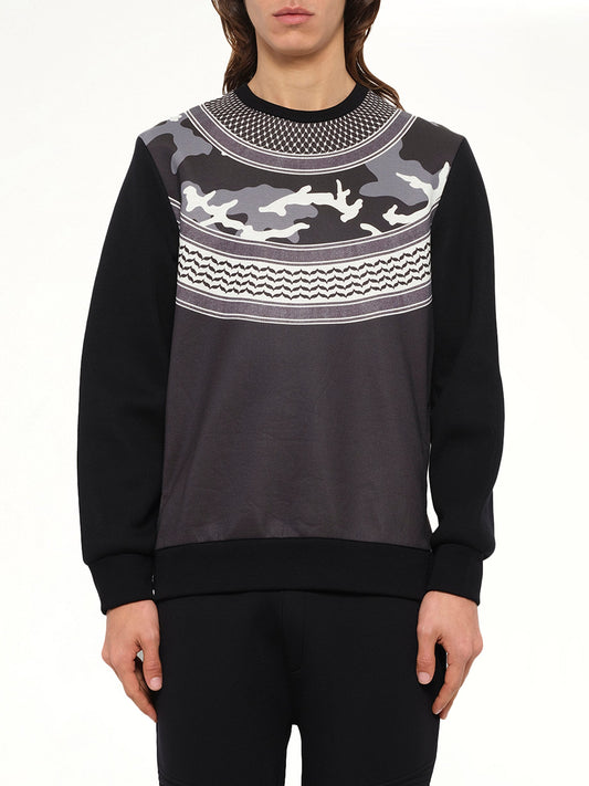Image of a model wearing Outerwear. Product name - Neil Barrett Sweatshirt in Black colour by brand - NEIL BARRETT