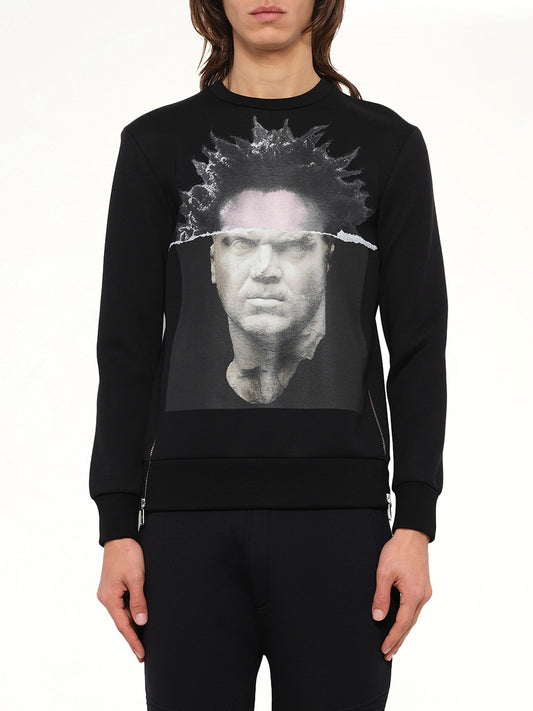 Image of a model wearing Outerwear. Product name - Neil Barrett Sweatshirt in Black colour by brand - NEIL BARRETT