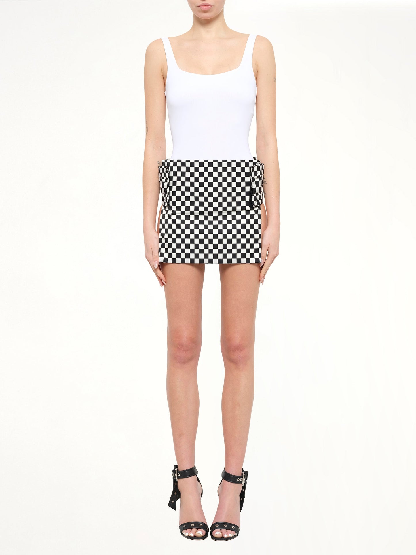 GIVENCHY Podium Checkerboard Skirt (Black)