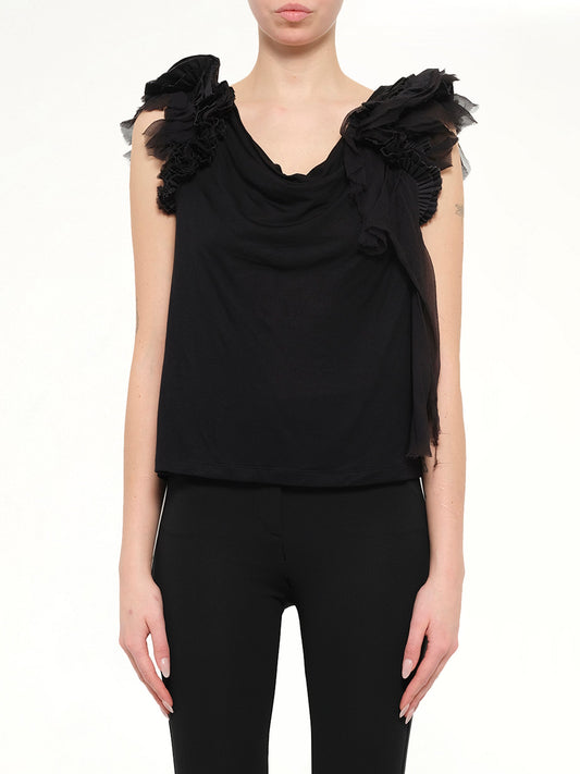 Image of a model wearing Tops. Product name - Sleeveless Top in Black colour by brand - GIVENCHY