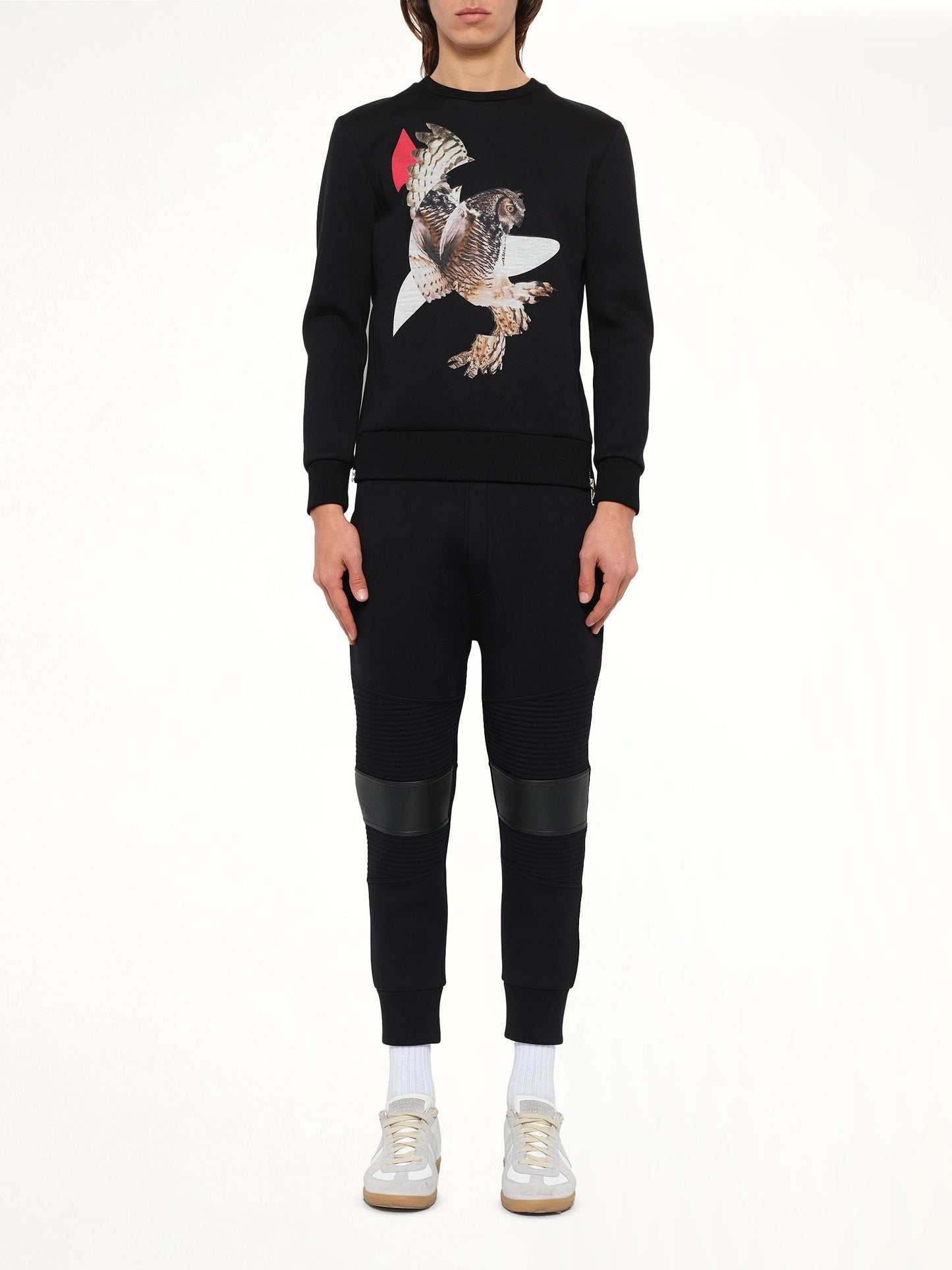 NEIL BARRETT Owl Sweatshirt (Bk/Re/Wh)