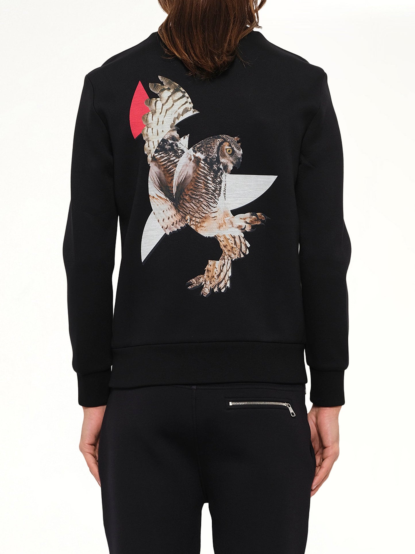 NEIL BARRETT Owl Sweatshirt (Bk/Re/Wh)