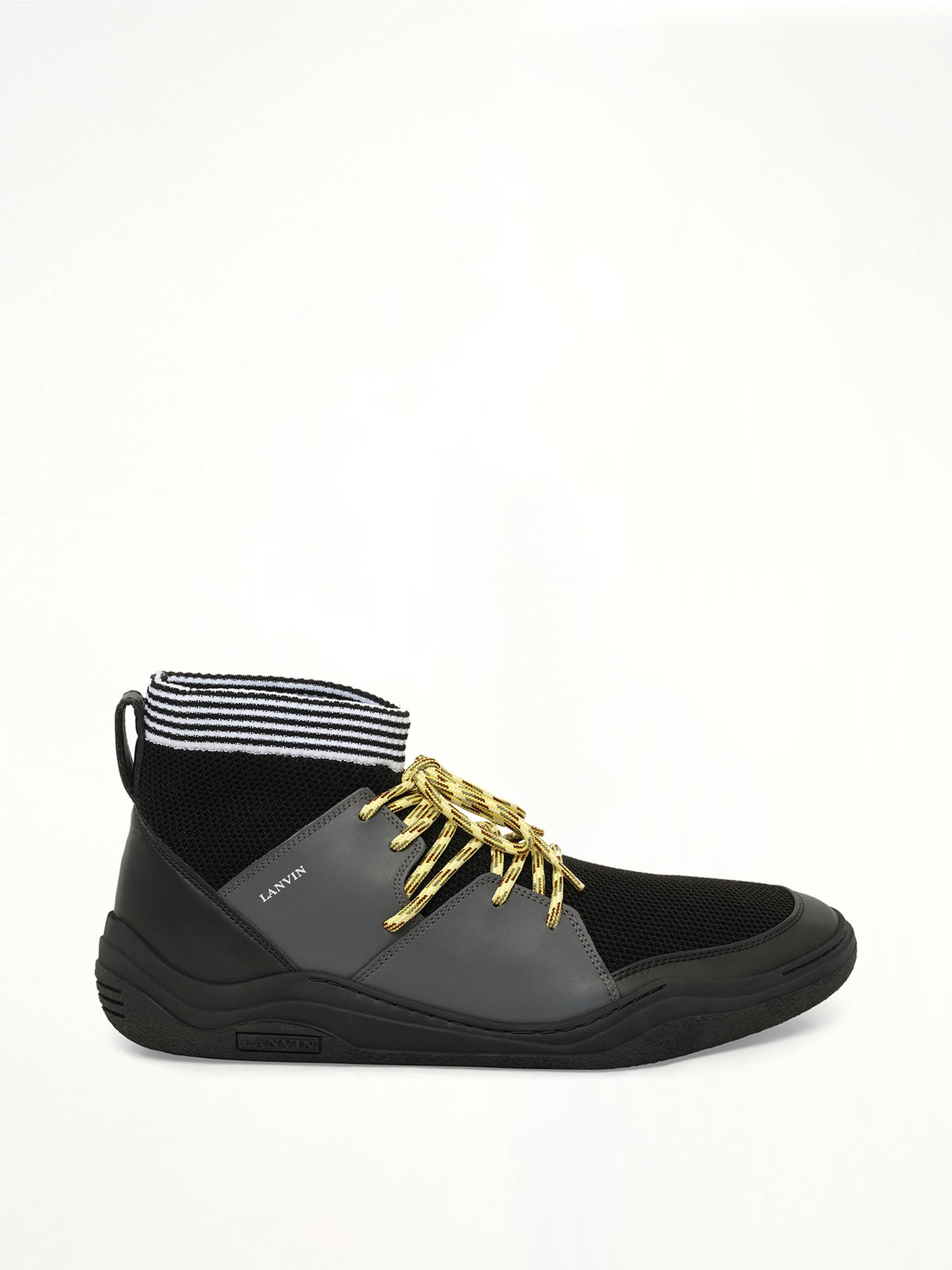Image of Sneakers. Product name - Knit Lace Up Pique Sneaker in Black colour by brand - LANVIN