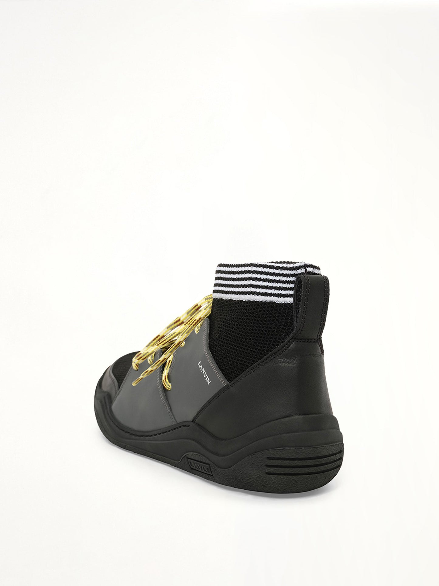 LANVIN Knit Lace Up Pique Sneaker (Black)