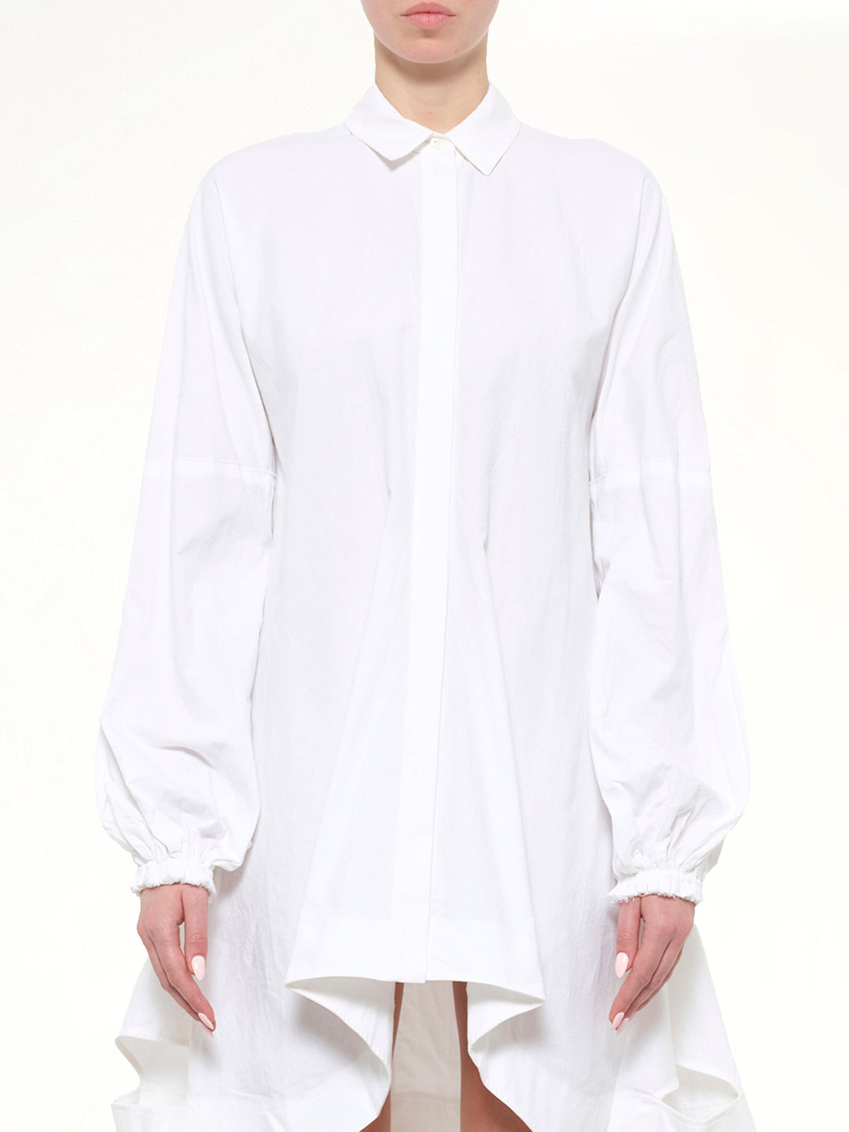 Image of Dresses. Product name - Buttondown Puff Dress in White colour by brand - JWA