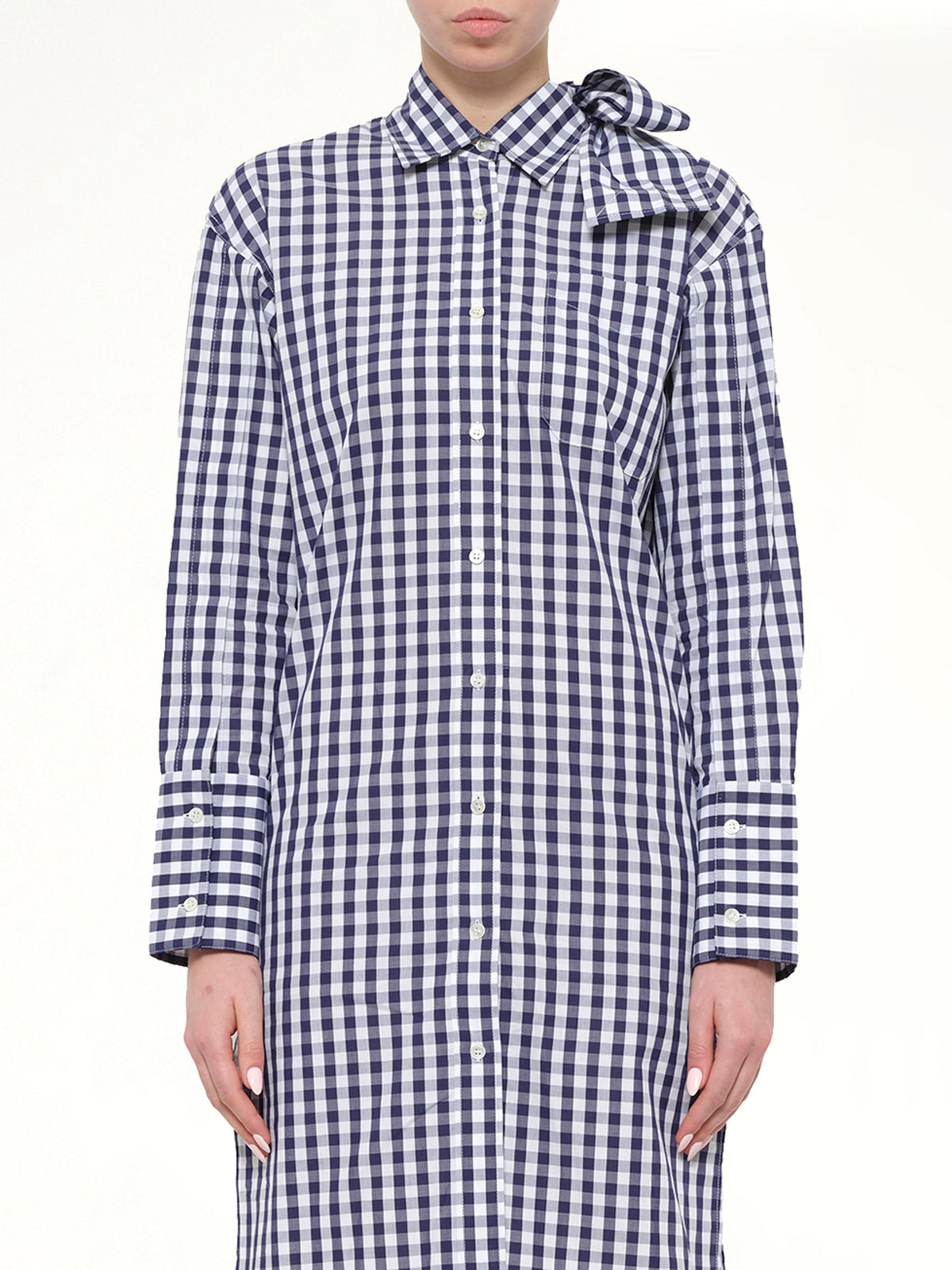 Image of Dresses. Product name - Gingham Shirt Dress in Blue colour by brand - JWA