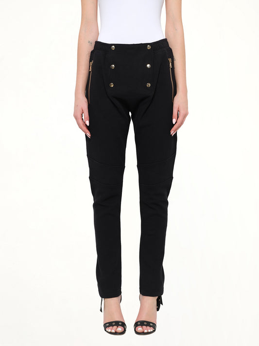 Image of a model wearing Pants. Product name - Jersey Pont Pant in 176 colour by brand - BALMAIN