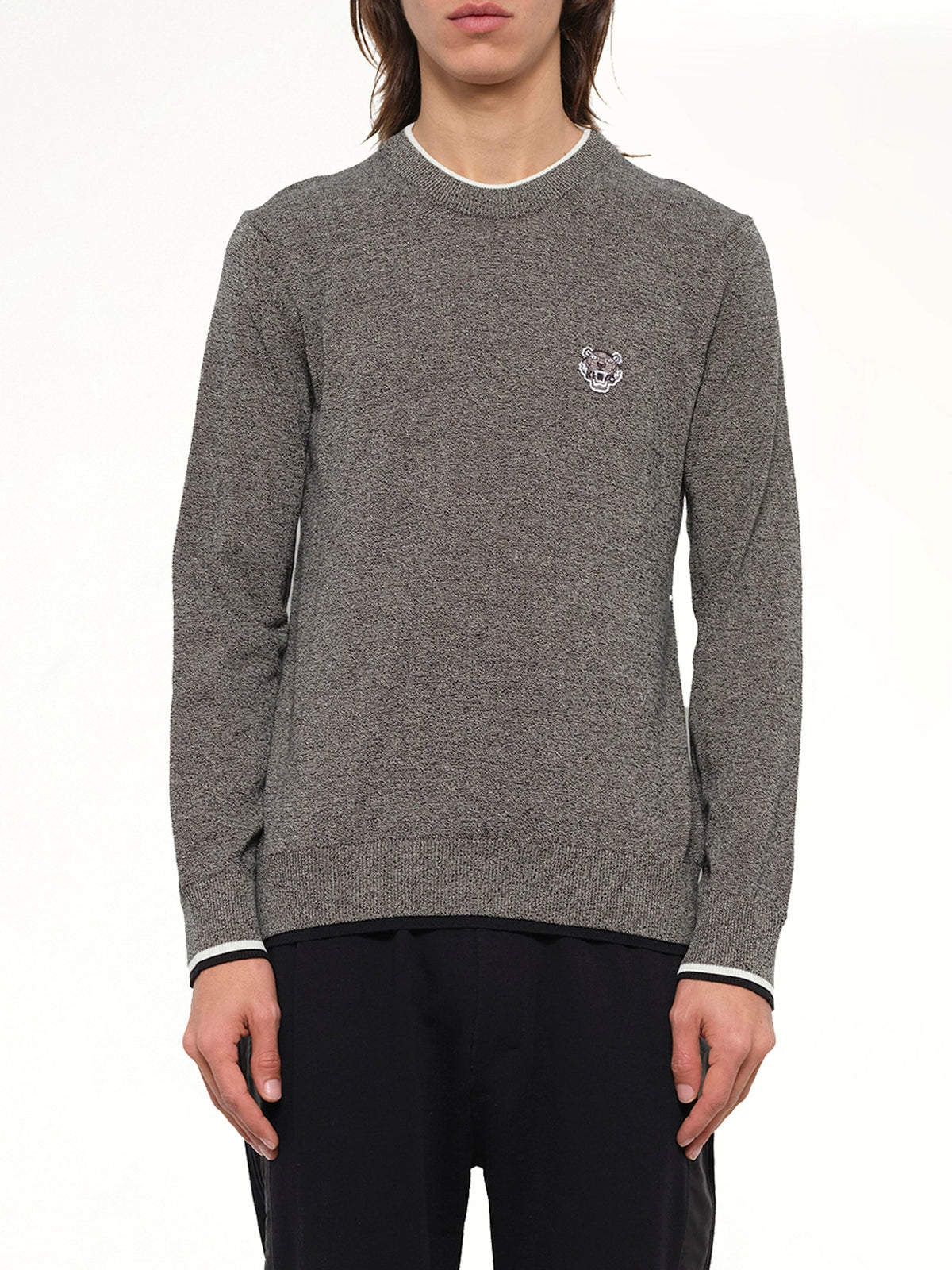 Image of a model wearing Outerwear. Product name - Kenzo Pullover in Anthracite colour by brand - KENZO