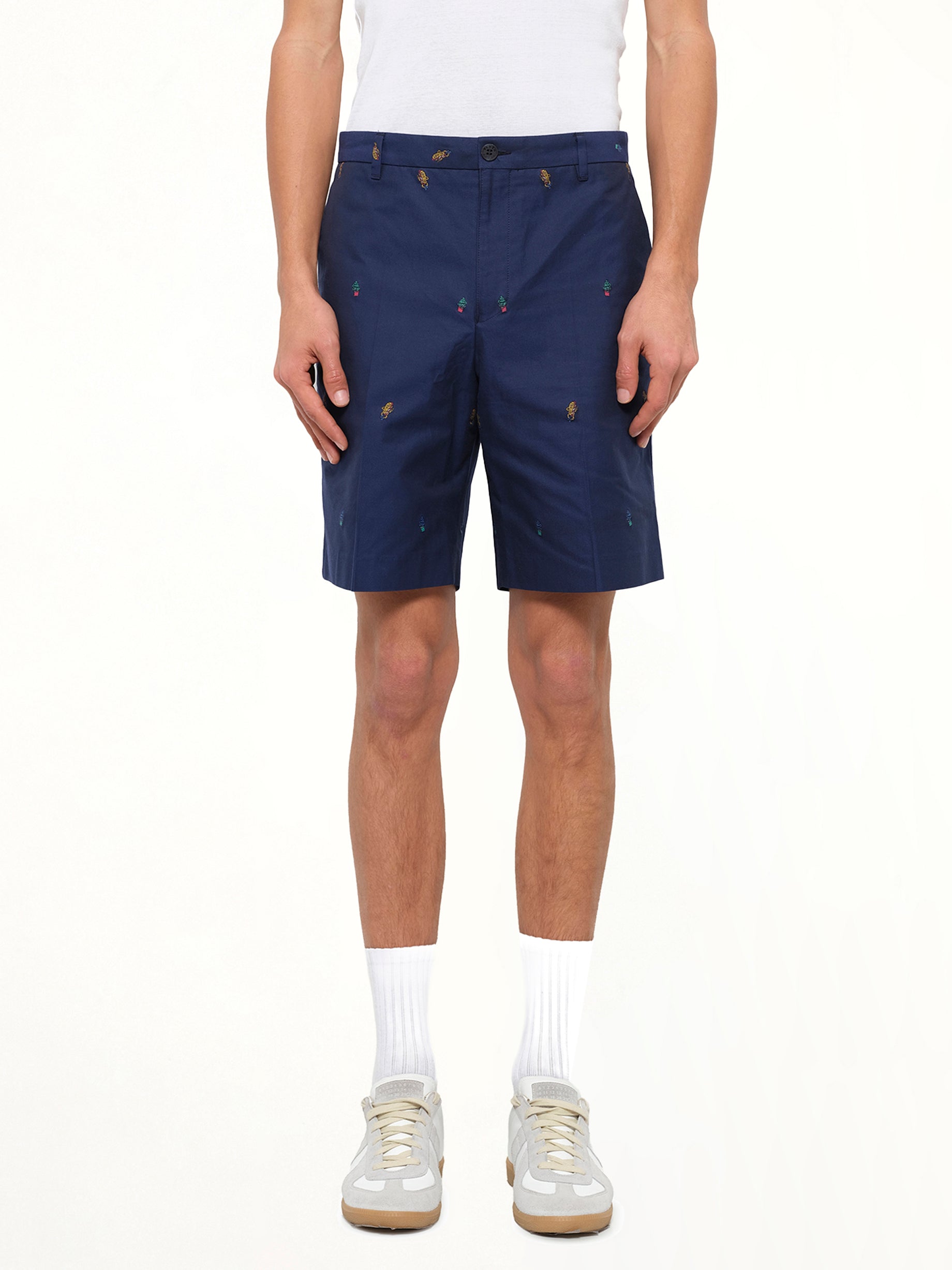 Image of a model wearing Shorts. Product name - Kenzo Short in Blue colour by brand - KENZO