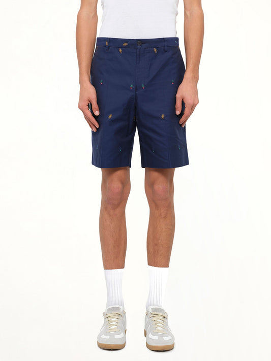 Image of a model wearing Shorts. Product name - Kenzo Short in Blue colour by brand - KENZO
