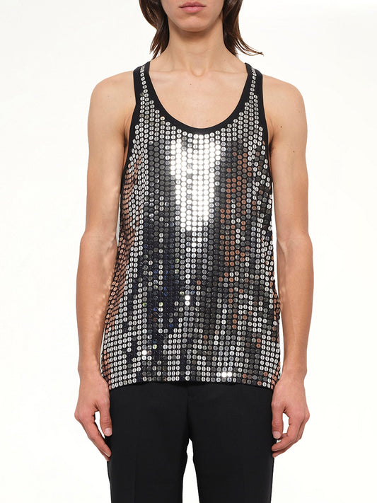 Image of a model wearing Tops. Product name - Podium Tank Top in Black colour by brand - GIVENCHY